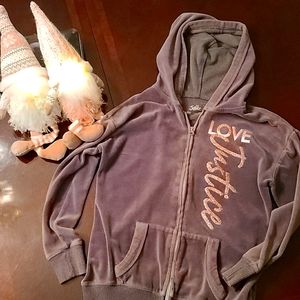 Girls Lightweight Hooded Grey Fall Jacket By Justice, Size 8/10